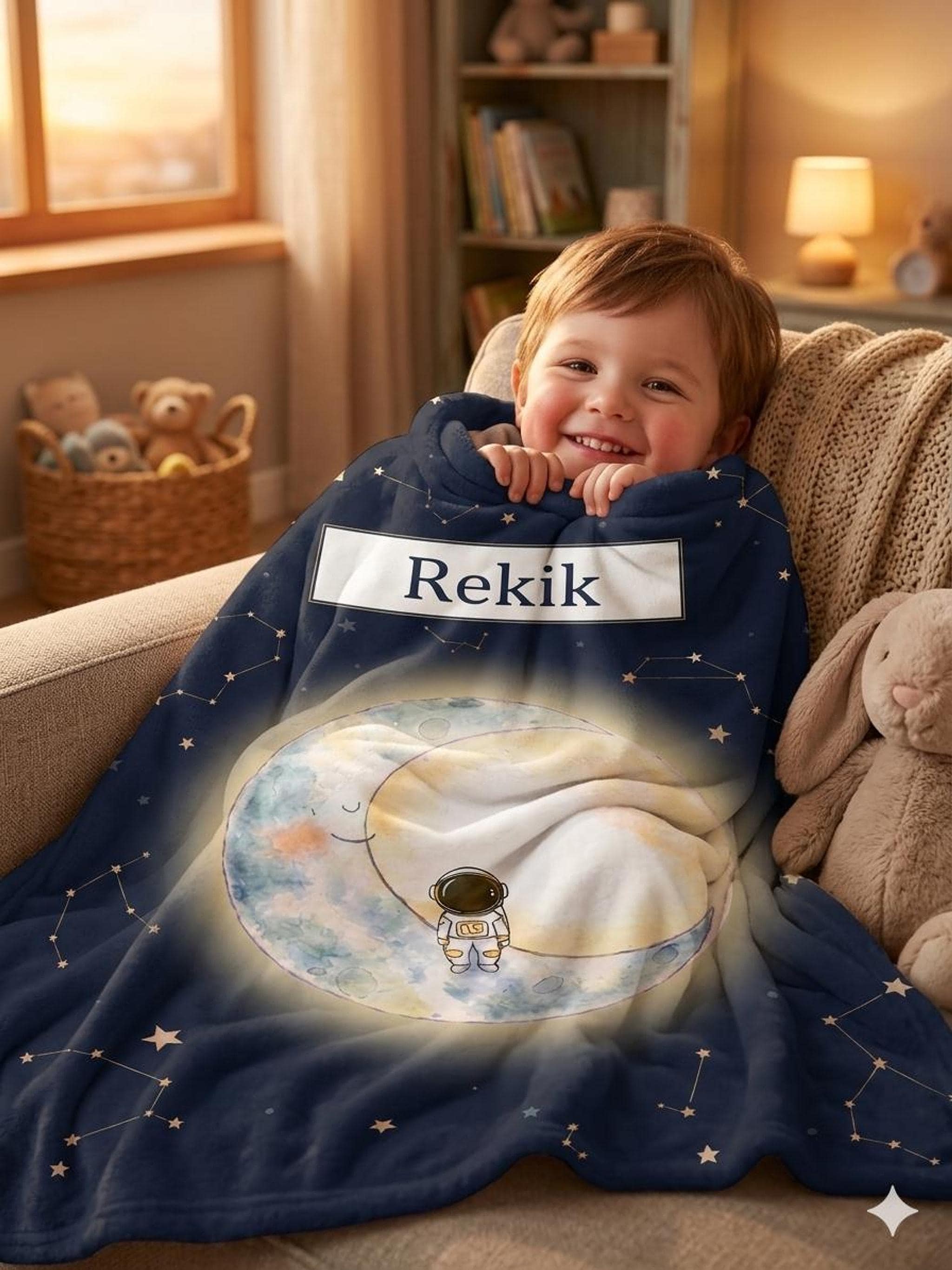Personalized Astronaut space blanket with name